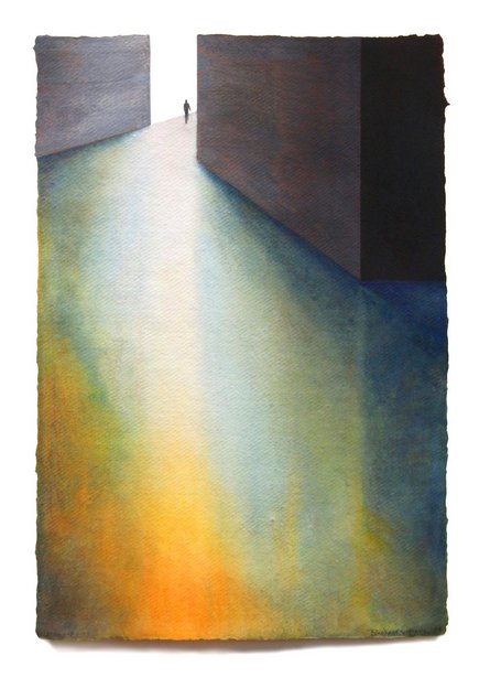 going out (P599) 2023 Aquarell und Sand aufBütten 56 x 38 cm